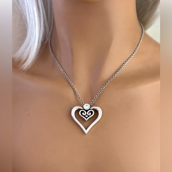 BRIGHTON ALCAZAR DUET HEART NECKLACE BEAUTIFUL SILVER PLATED NECKLACE - Picture 6 of 6